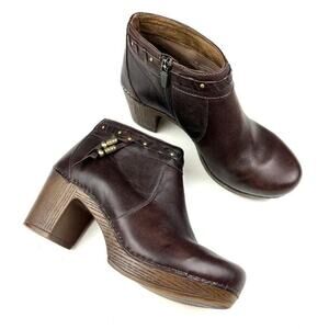 Dansko Dabney Leather Bohemian Tassel Clog Ankle Booties 8